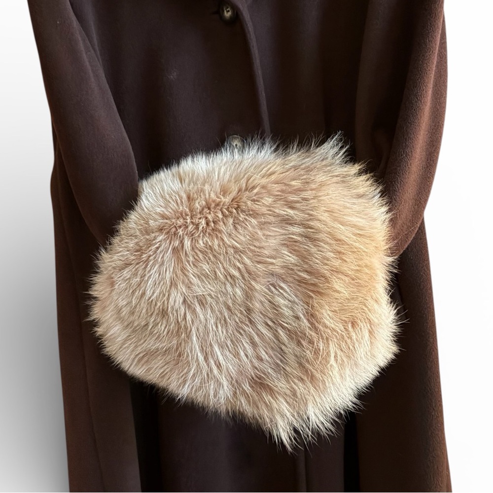 Vintage Fox Fur Hand Muff Caramel Honey‎ Brown Old Hollywood Glam USA made